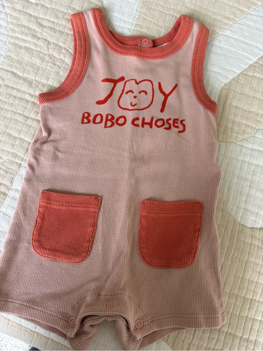 Bobo Choses Pink Sleeveless 'JOY' Baby Romper